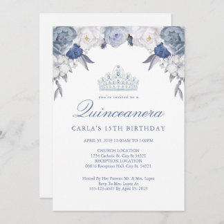 Blau und Weiß | Einladungen zur Quinceanera