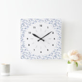 Blau und Weiß Elegantes Willow Muster Quadratische Wanduhr (Zuhause)