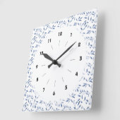 Blau und Weiß Elegantes Willow Muster Quadratische Wanduhr (Winkel)