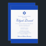 Blau und Weiß| Farben Israels Bar Mitzvah Einladung<br><div class="desc">bestehend aus eleganter Schrift und Serifentypografie Alles vor einem Hintergrund von Blau und Weiß. 

Entworfen von Select Party Supplies,  exklusiv für Zazzle.

Abrufbar unter:http://www.zazzle.com/selectpartysupplies</div>