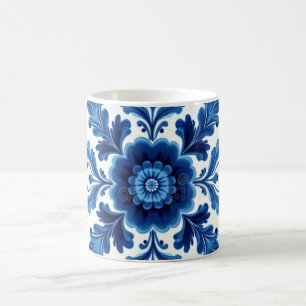 Blau und weiß floral verwandlungstasse