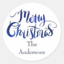 Blau und Weiß frohe Weihnachten Umschlag Aufkleber