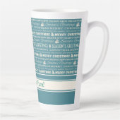 Blau und Weiß frohe Weihnachts Retro Typografie Milchtasse (Rechts)