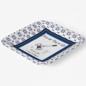 Blau und Weiß geben Gavel Paper Teller nie auf (Gewinkelt)