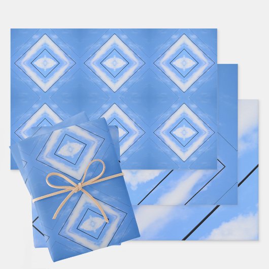 Blau und Weiß Gefärbte Krawatte Boho Chic Geschenkpapier Set
