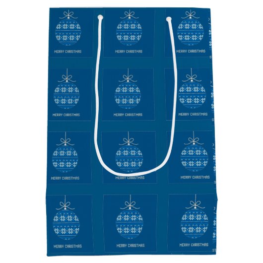 Blau und weiß gegossen frohe Weihnachtsschmuck Mittlere Geschenktüte (Rückseite)