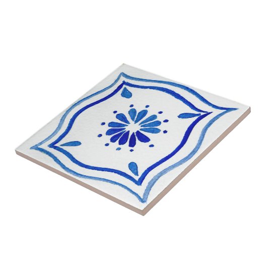 Blau und Weiß Gemusterte Wasserfarbe Mittelmeer Fliese (Seite)