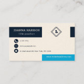 Blau und Weiß geometrisch Visitenkarte (Rückseite)