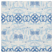 Blau und Weiß Geometrische Blume Stoff (Muster)