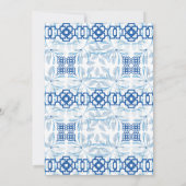 Blau und Weiß Geometrische Chinoiserie Einladung (Rückseite)