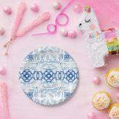 Blau und Weiß Geometrische Chinoiserie Pappteller (Party)