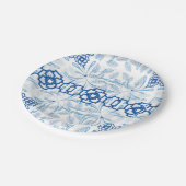 Blau und Weiß Geometrische Chinoiserie Pappteller (Schrägansicht)