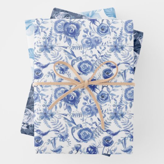 Blau und Weiß Geschenkpapier Set (Beispiel)