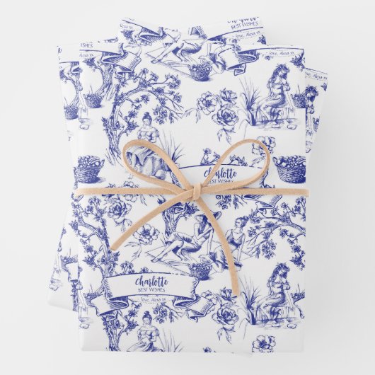 Blau und Weiß Geschenkpapier Set (Beispiel)