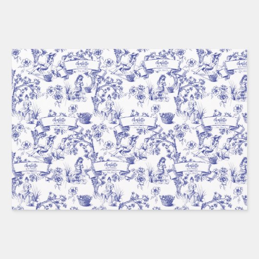 Blau und Weiß Geschenkpapier Set (Vorderseite)