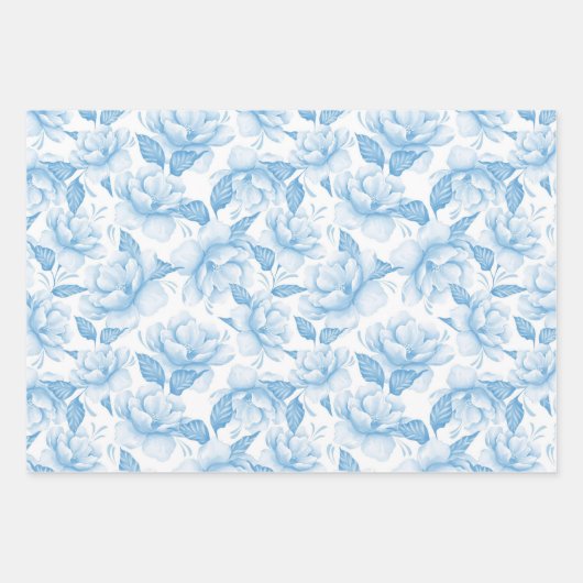 Blau und Weiß Geschenkpapier Set (Vorderseite 3)