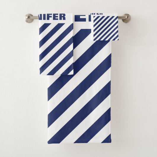 blau und weiß gestreift badhandtuch set (Insitu)