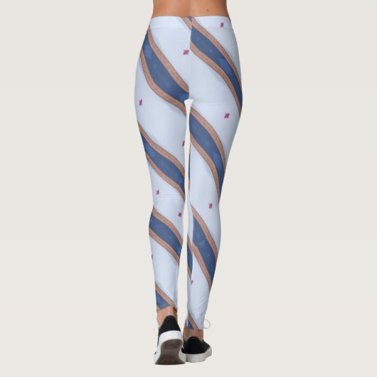 Blau und Weiß gestreift Leggings (Rückseite)