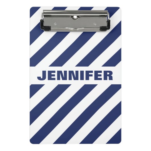blau und weiß gestreift mini klemmbrett (Vorderseite)