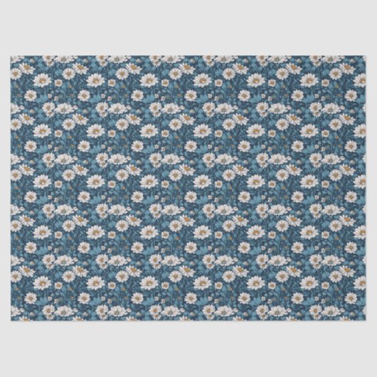 Blau und weiß gestrichen Blumen Seidenpapier (Vorderseite)