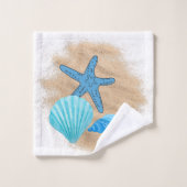 Blau und weiß gestyltes Badetuch Set (Waschlappen)