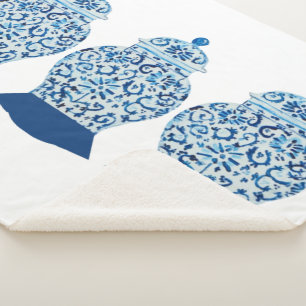 Blau und Weiß Ginger Jar Sherpa Blanket Sherpadecke