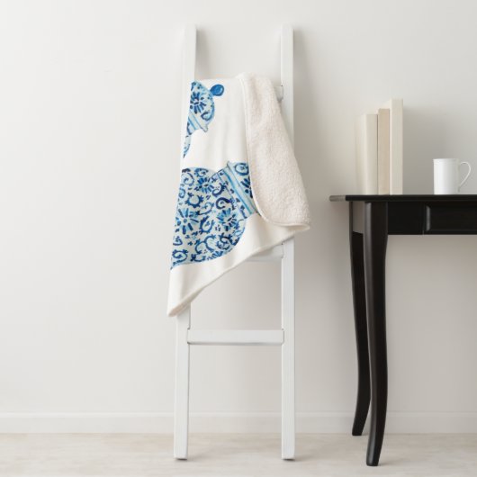 Blau und Weiß Ginger Jar Sherpa Blanket Sherpadecke (Beispiel)