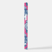 Blau und Weiß Ginger Jars auf hellrosa iPhone Hülle (Rechte Seite)