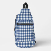 Blau und Weiß Gingham Crossbody Bag (Vorderseite)
