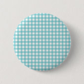 Blau und Weiß Gingham Design Button (Vorderseite)