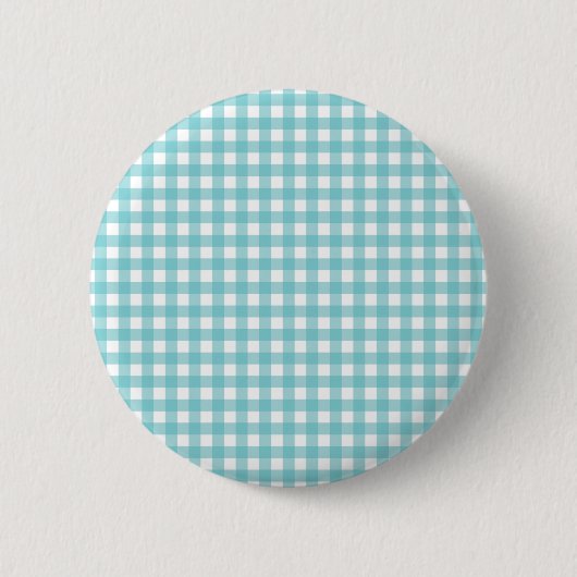 Blau und Weiß Gingham Design Button (Vorderseite)