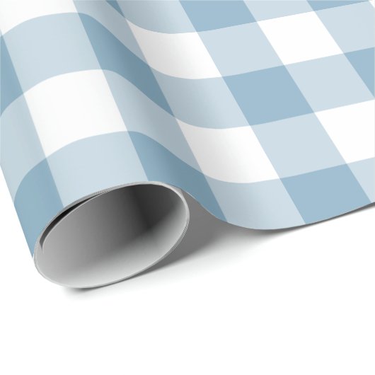 Blau und Weiß Gingham Geschenkpapier (Rolleneckpunkt)