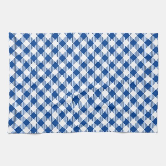 Blau und Weiß Gingham - Hintergrundfarbe auswählen Geschirrtuch (Horizontal)