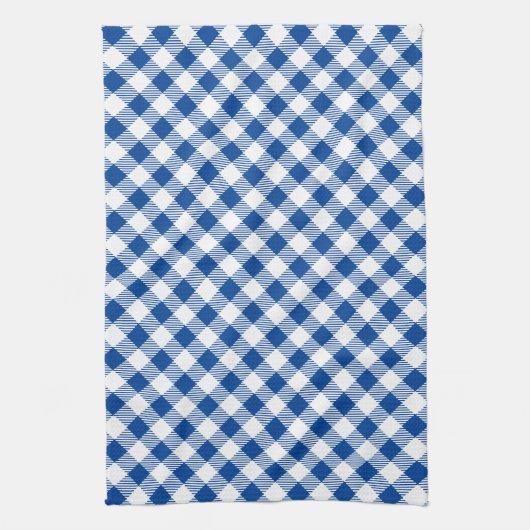 Blau und Weiß Gingham - Hintergrundfarbe auswählen Geschirrtuch (Vertikal)