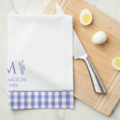 Blau und Weiß Gingham Maßgeschneiderter Individuel Geschirrtuch (Viertel Falte)