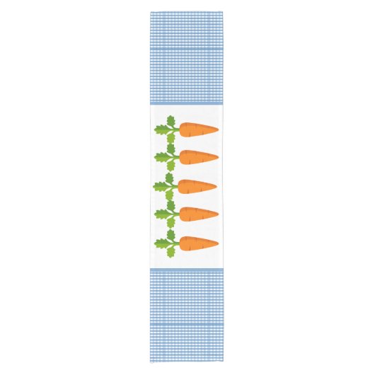 Blau und Weiß Gingham mit Carrots Table Runner Kurzer Tischläufer (Vorderseite)
