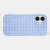 Blau und Weiß Gingham Muster iPhone 16 Hülle (Rückseite (Horizontal))
