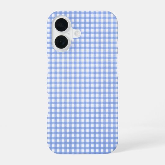 Blau und Weiß Gingham Muster iPhone 16 Hülle (Rückseite)