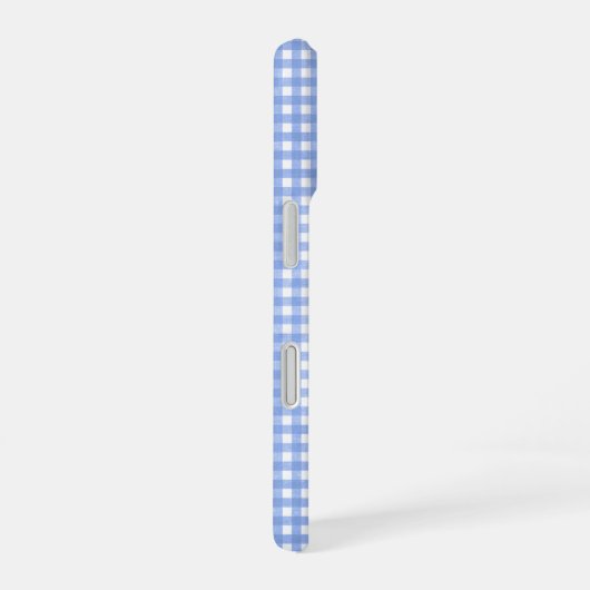 Blau und Weiß Gingham Muster iPhone 16 Hülle (Rechte Seite)