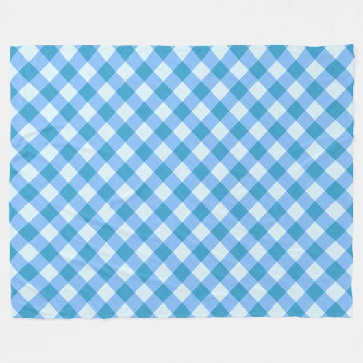 Blau und Weiß Gingham Muster Picnic Blanket Fleecedecke (Vorderseite (Horizontal))