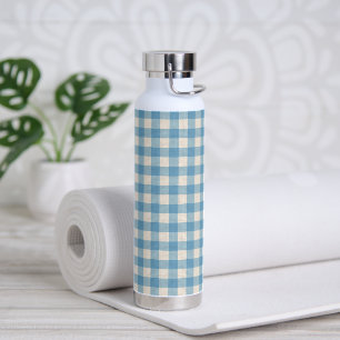 Blau und Weiß Gingham Muster Trinkflasche