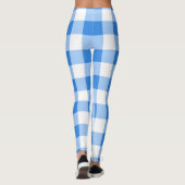 Blau und Weiß Gingham Prüfmuster Leggings (Rückseite)
