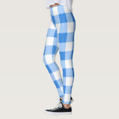 Blau und Weiß Gingham Prüfmuster Leggings (Links)