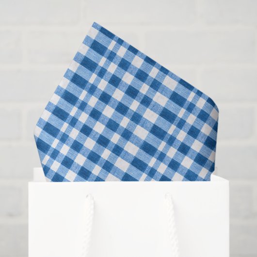 Blau und Weiß Gingham Seidenpapier (Geschenktüte)