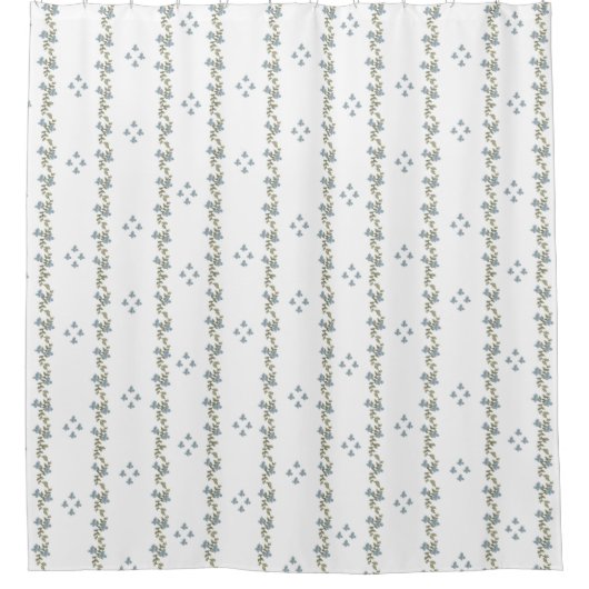 Blau und weiß grandmillenniale Wasserfarben Duschvorhang (Vorderseite)