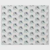 Blau und Weiß Halbmond Celestial Boho Moderne Geschenkpapier (Flach)