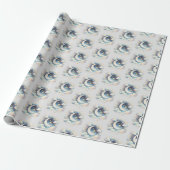 Blau und Weiß Halbmond Celestial Boho Moderne Geschenkpapier (Ungerollt)