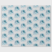 Blau und Weiß Halbmond Celestial Boho Moderne Geschenkpapier (Flach)
