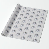 Blau und Weiß Halbmond Celestial Boho Moderne Geschenkpapier (Ungerollt)