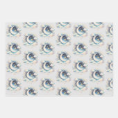 Blau und Weiß Halbmond Celestial Boho Moderne Geschenkpapier Set (Vorderseite 2)